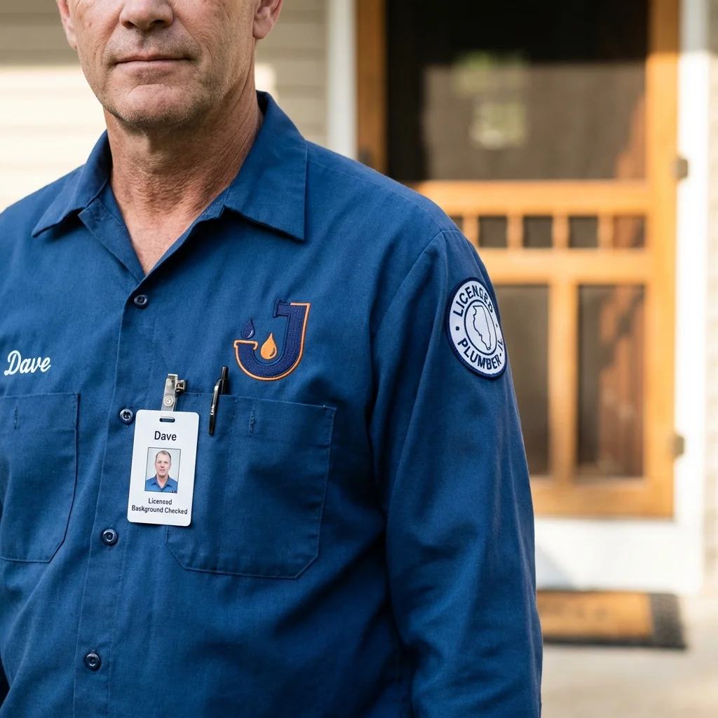 Licensed plumber showing ID badge in Bowling Green, KY
