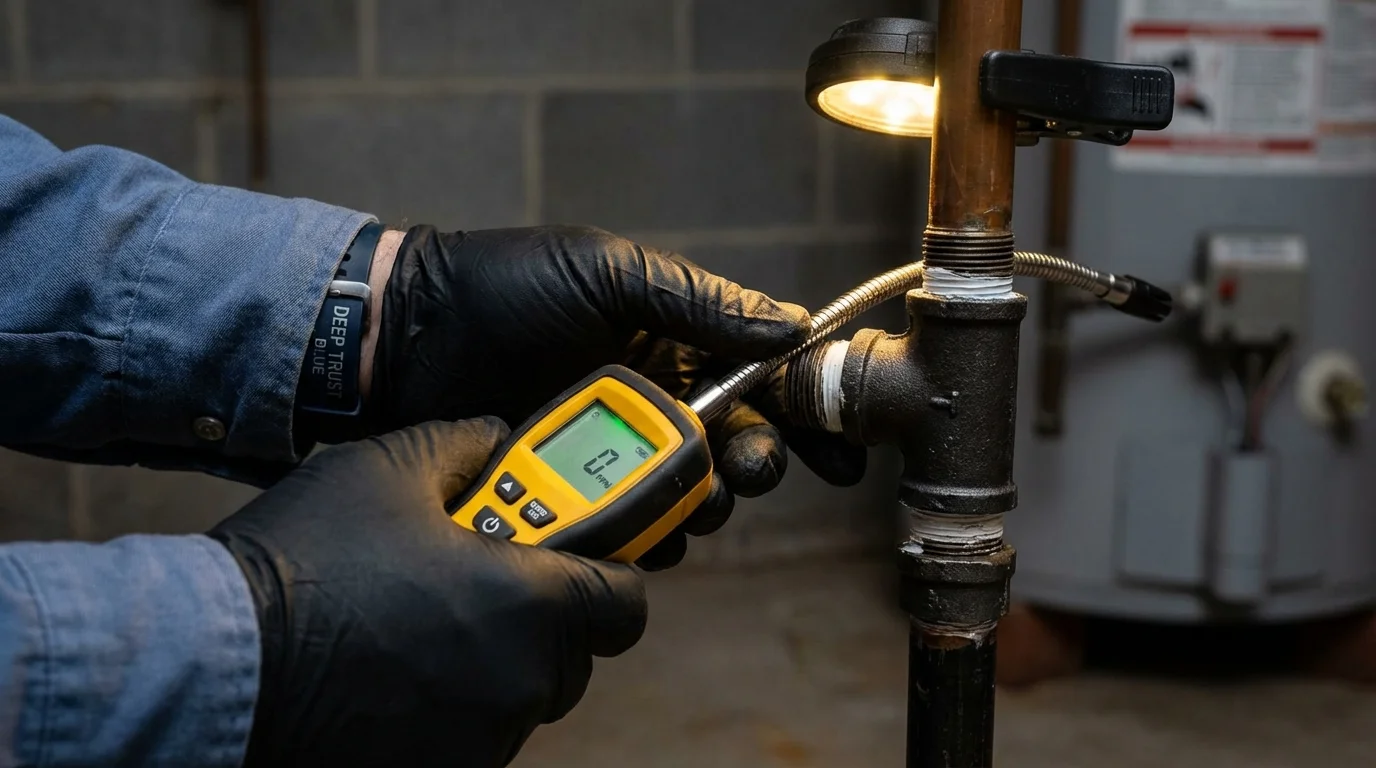 Gas leak detection with electronic sniffer by Johns Plumbing LLC in Bowling Green