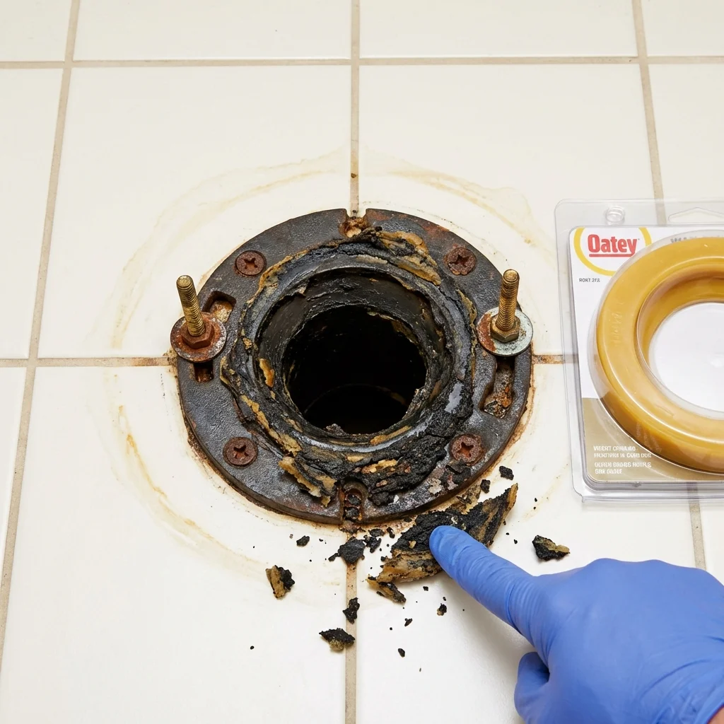 Failed wax ring showing water seepage at the base of a toilet in a Bowling Green, KY home